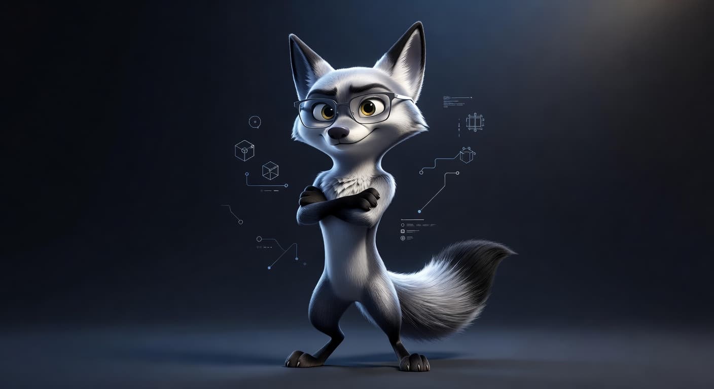 Vex — three-quarter front portrait, signature Inovision mascot