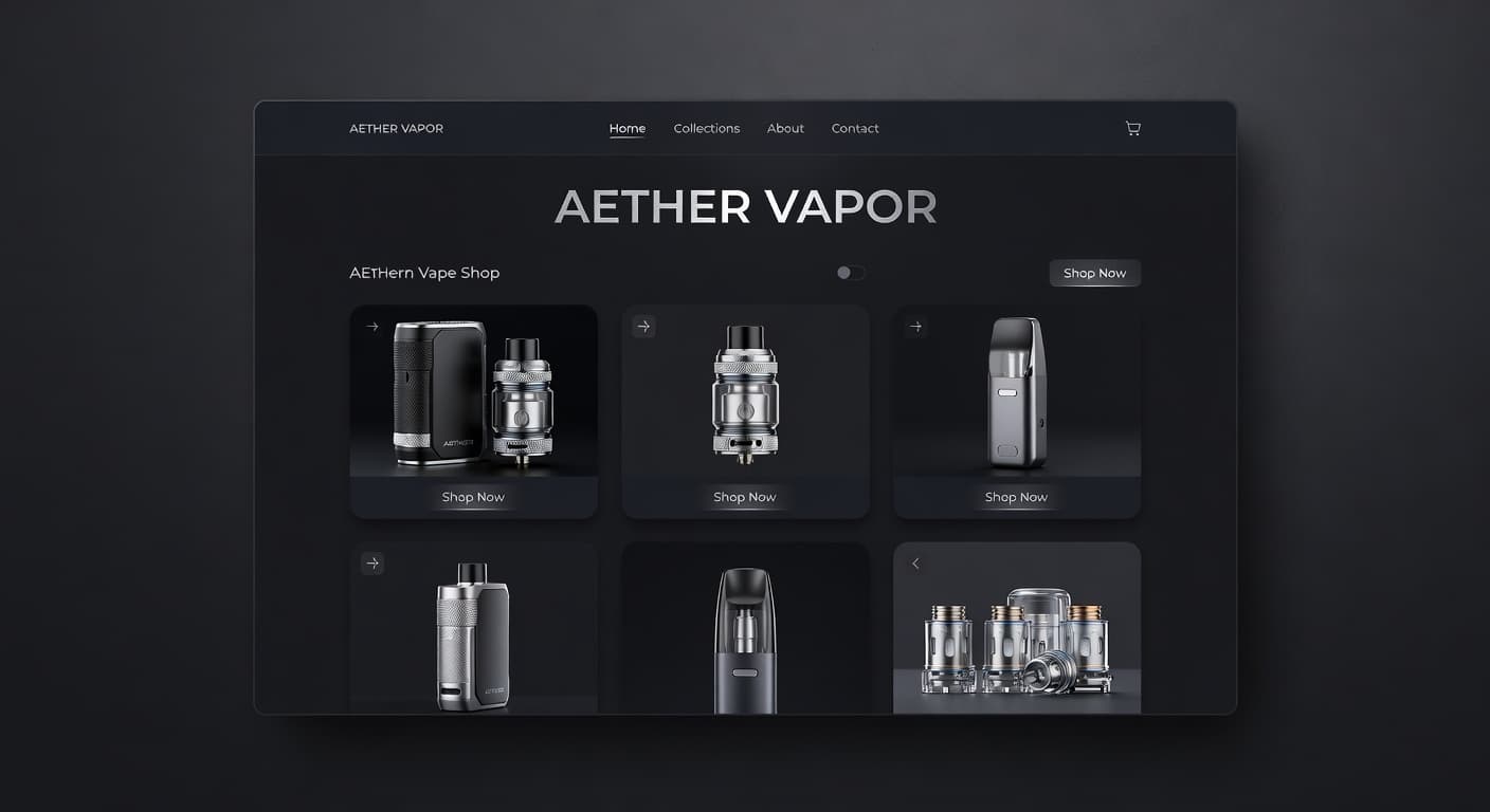 Premium vape packaging with foil-stamped logo and matte finish