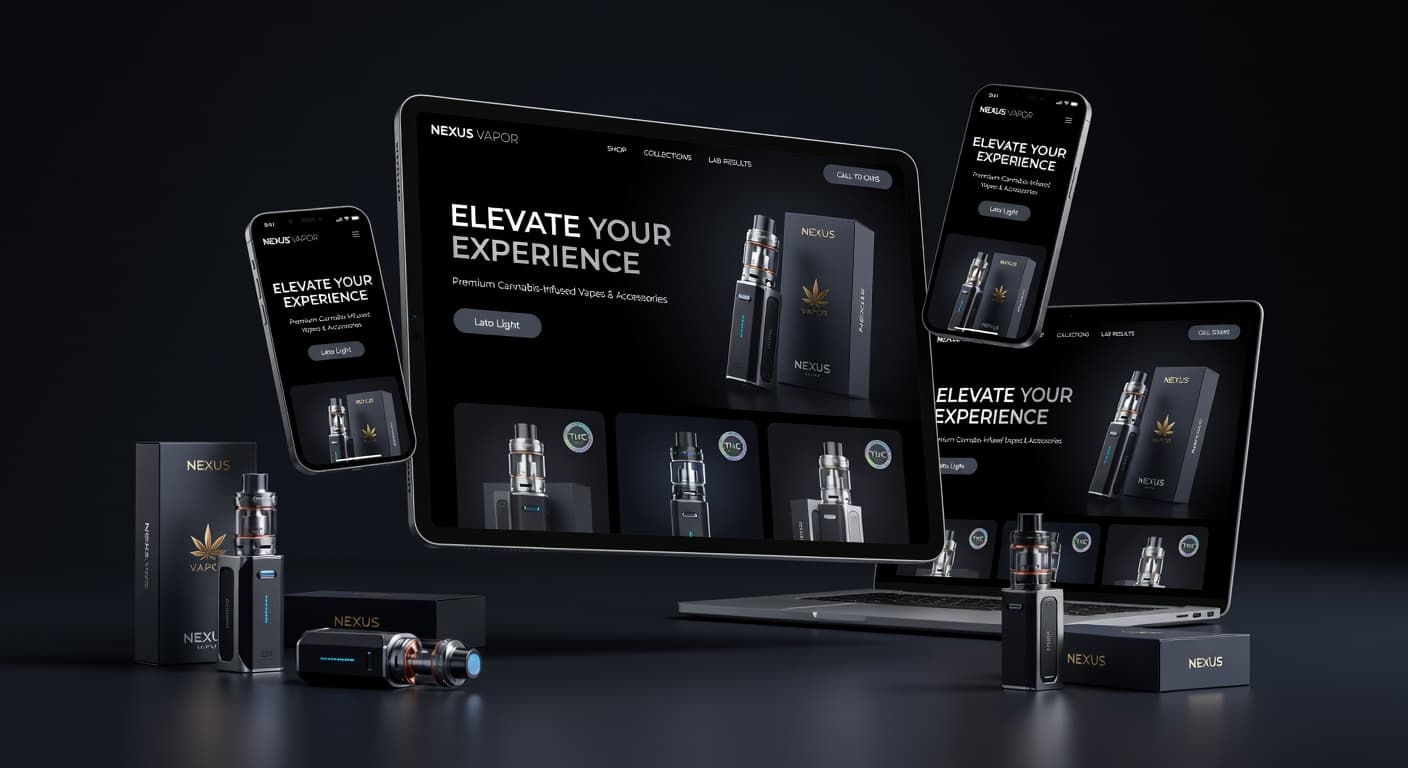 $500 Launch web design package flyer — premium restaurant and vape brand websites