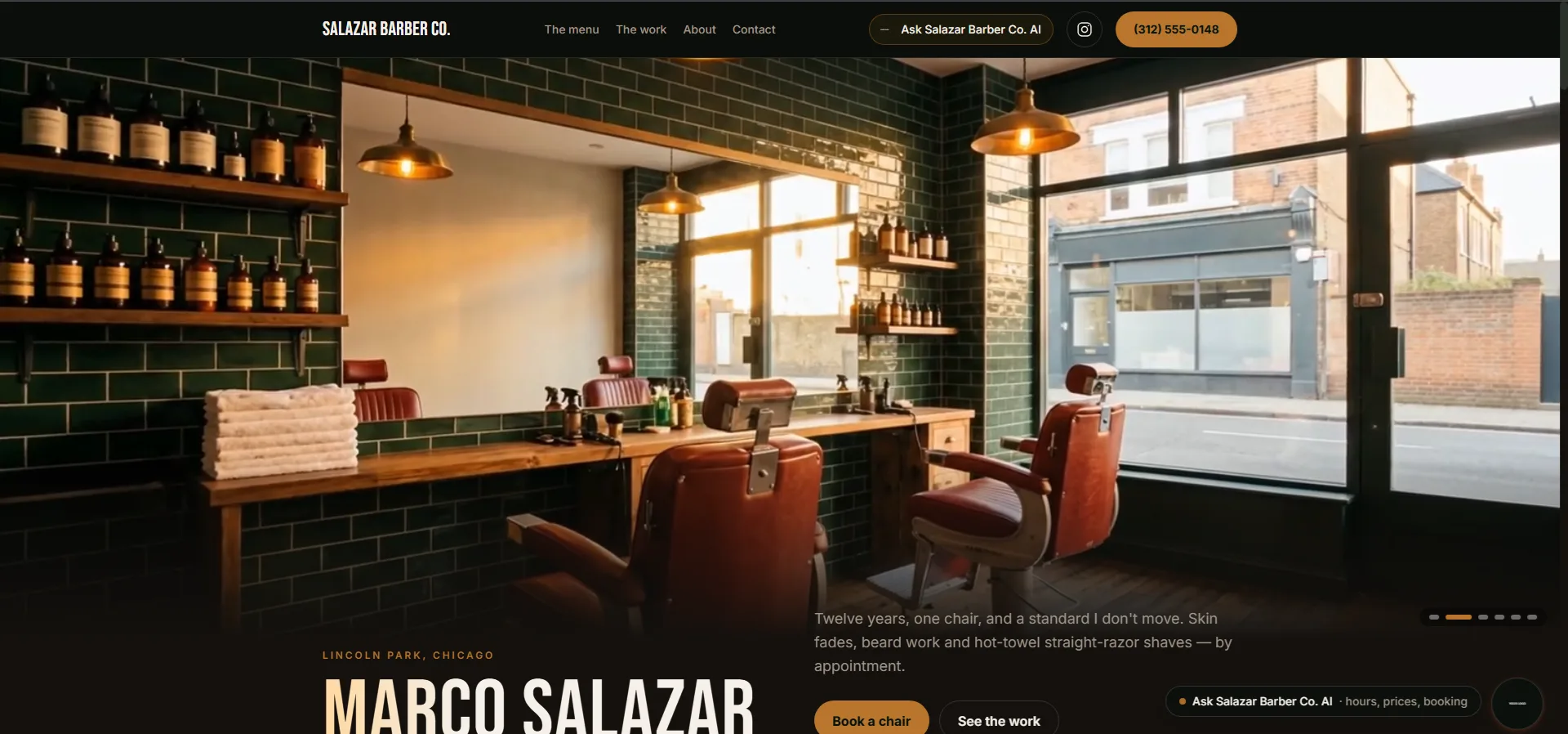 Marco Salazar professional barber at Salazar Barber Co. in Chicago